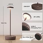 2 Pack Rechargeable Cordless Table Lamps, Portable 5000mAh Outdoor Table Light, 3 Color Stepless Dimming LED Table Lamp with Memory Function, for Home/Dinner/Patio/Restaurant.(Rust)