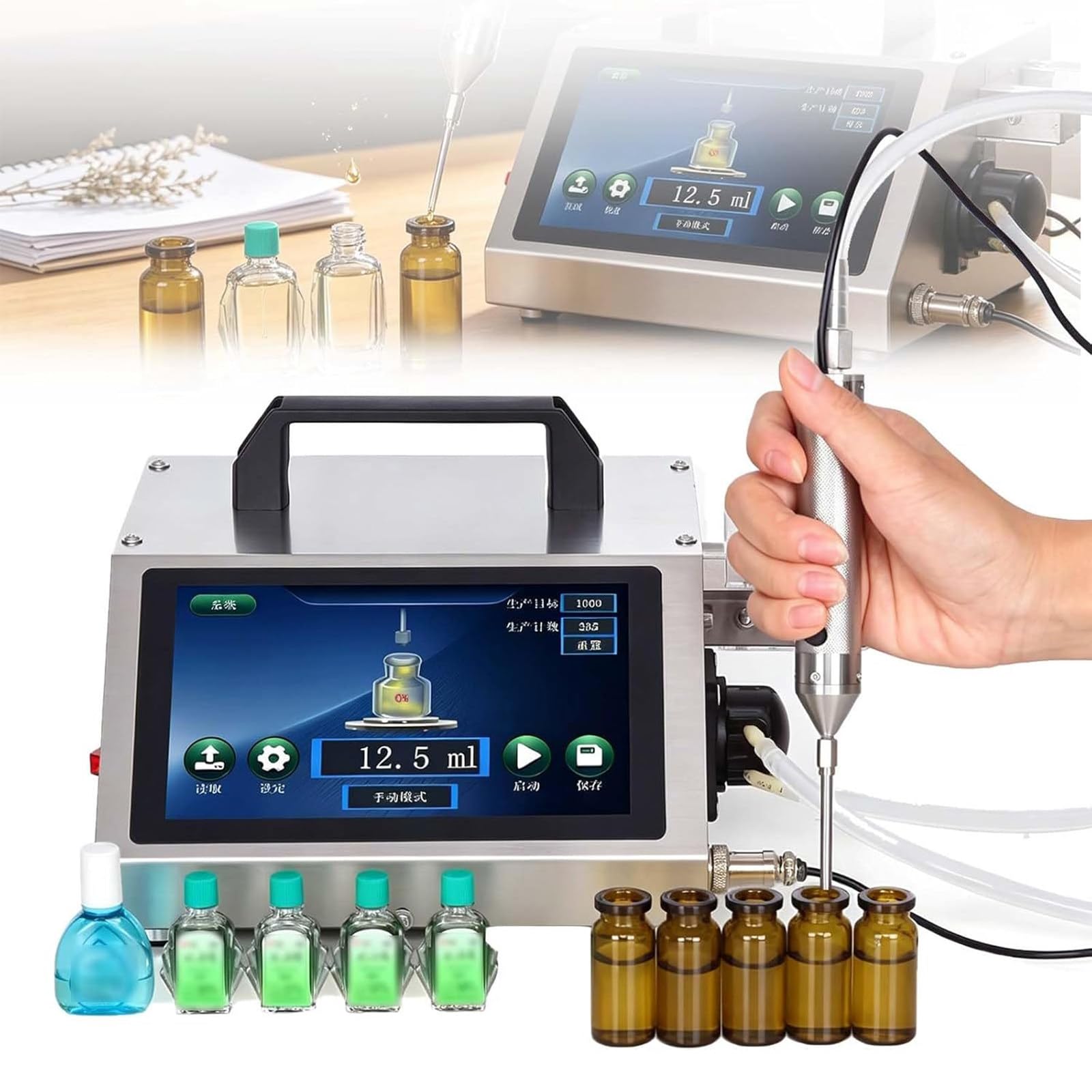 Machine de remplissage de liquide pour petites bouteilles automatiques 3 têtes 600 Ml/Min