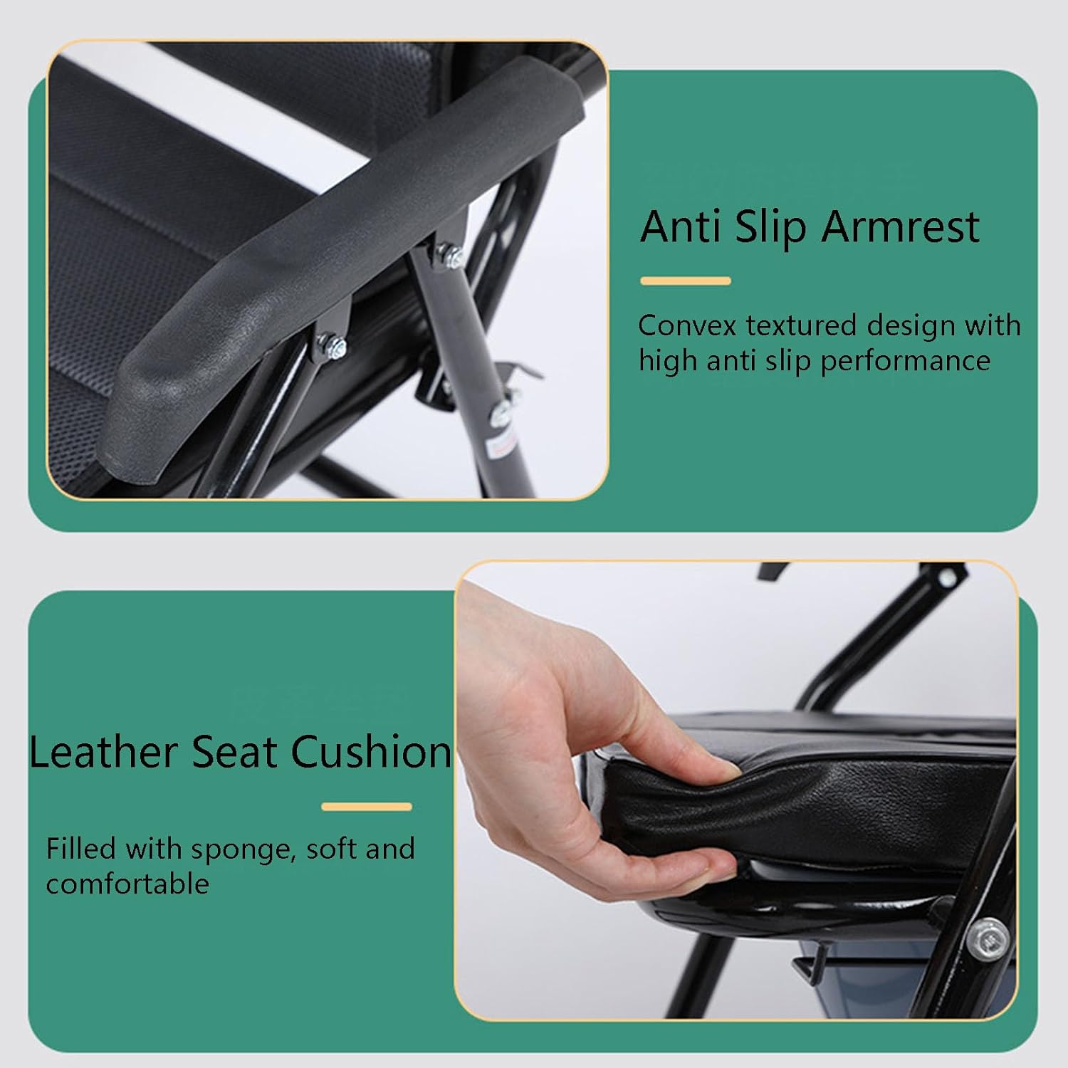 Rolling Shower Chair, Commode, Transport Chair, Rolling Bathroom Wheelchair for Handicap, Elderly, Injured Or Disabled, Rear Locking Wheels, Adjustable Multi-Function Chair, Black