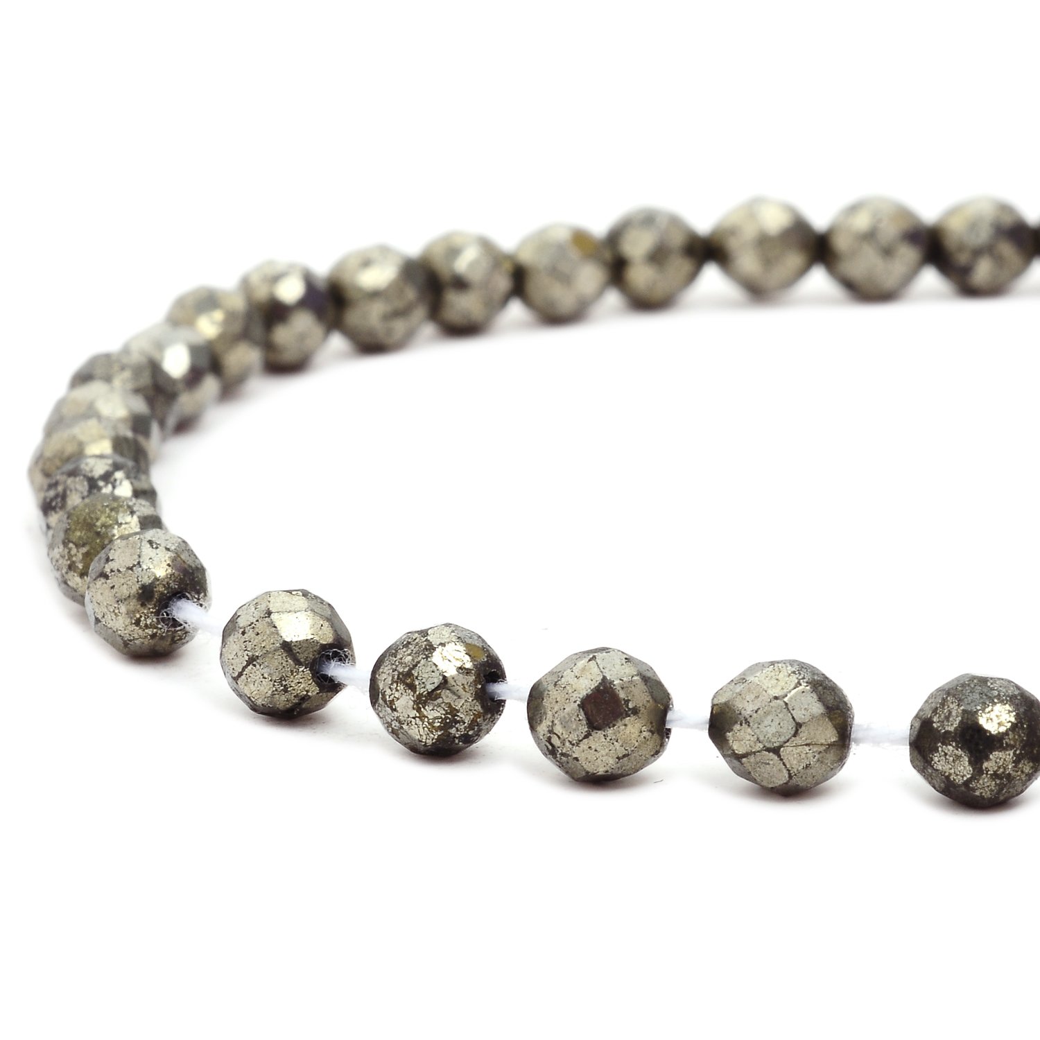 RUBYCA Pepite Di Pirite Naturale Grado AAA, 8mm, 1 Filo Da 47 Pezzi, Per Gioielli Fai Da Te, In Sacchetto Originale Con Cerniera