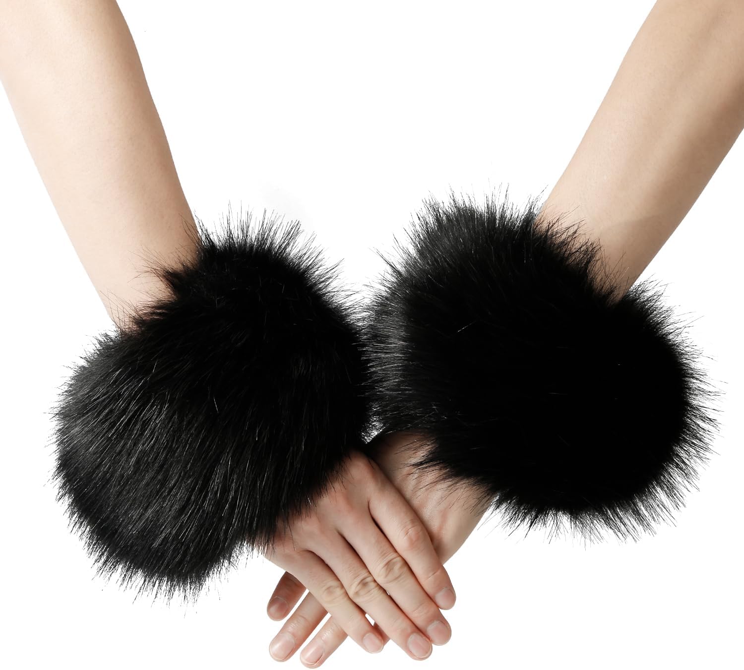 XIHIRCD Winter Wrist Warmers, Faux Fur Wrist Cuffs for Women's Arms