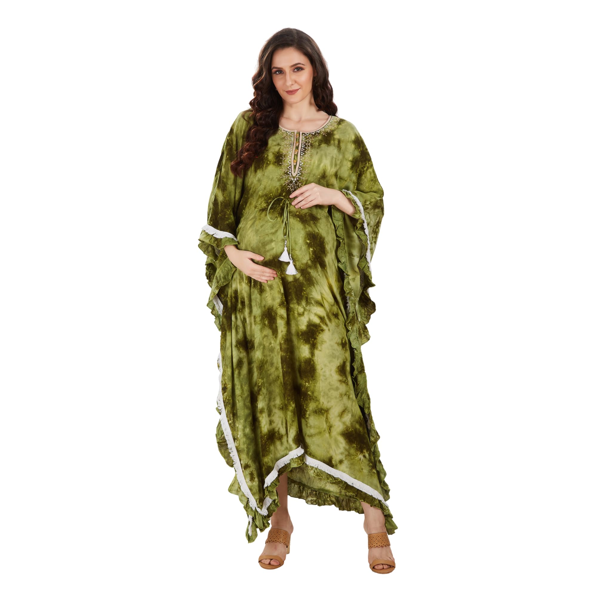 Olive Green Tiedye Maternity Dress-image-10