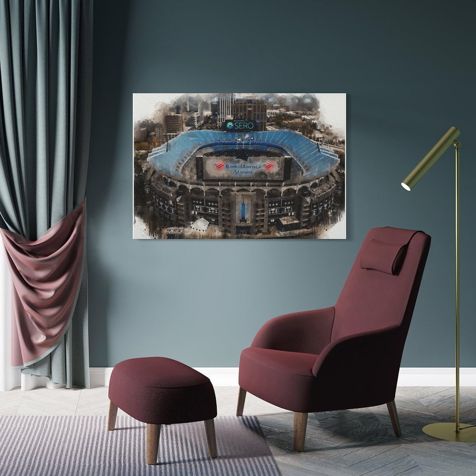Junmoney Frame-Style Carolina Panthers Stadium Wall Picture Print, 20X30inch(50X75cm), For Gallery Wall Decor And Room Displays, A Versatile Canvas Print For Layering