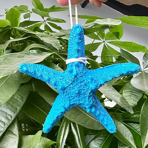 Miniatura 2 de YOKIOU 1 estrella de mar de resina artificial grande azul claro de 4.9 pulgadas colgante de estrella de pez estrella para manualidades, playa, lago,
