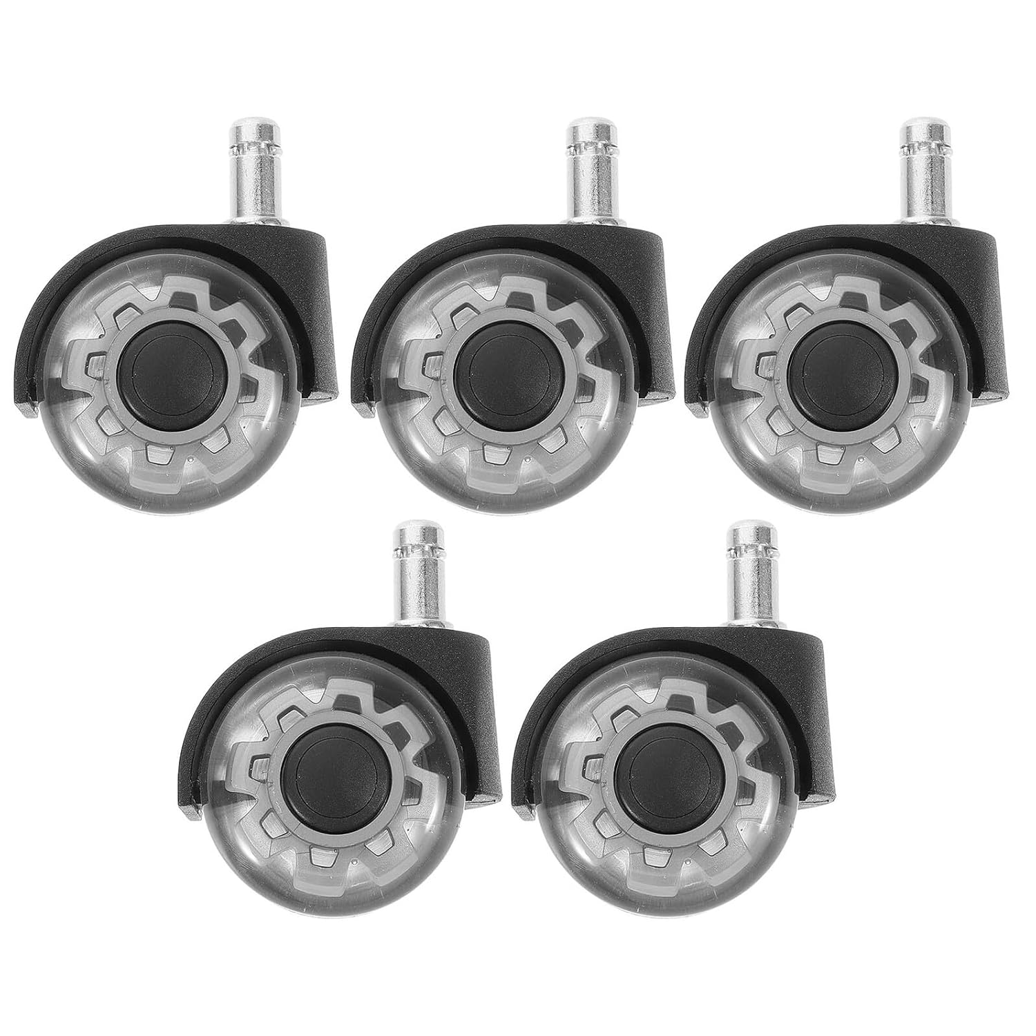 Totority 5pcs Office Chair Dual Wheel Casters 2-inch Grey Silent Swivel Rolling Replacement Wheels for Hardwood Floors and Carpet Office Furniture Accessories