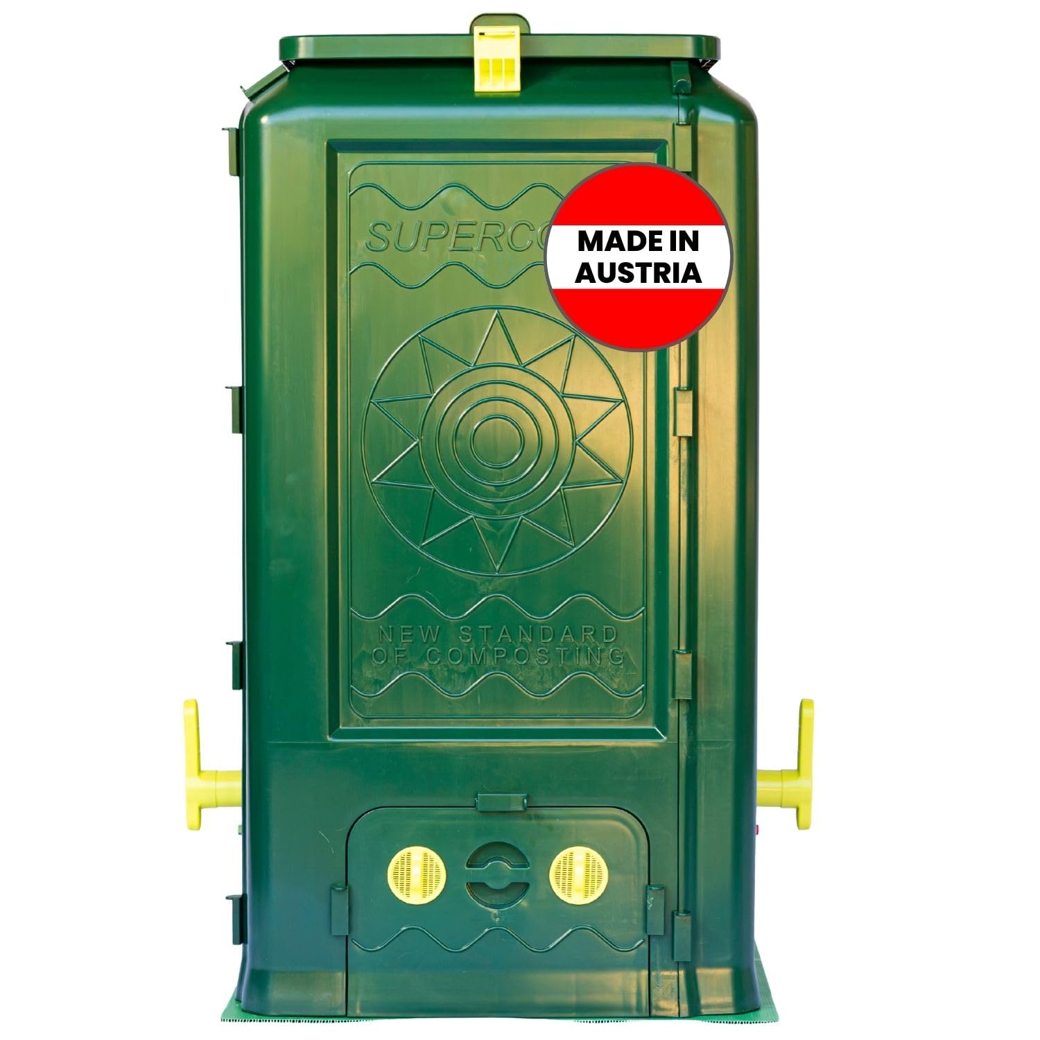 Compostiera 350Lt, Protezione Totale Anti-Roditori e Topi, Senza Cattivi Odori e rivoltamento compost, Aerazione Verticale, Resistente ai Raggi UV e al Gelo, Piano Base Incl.