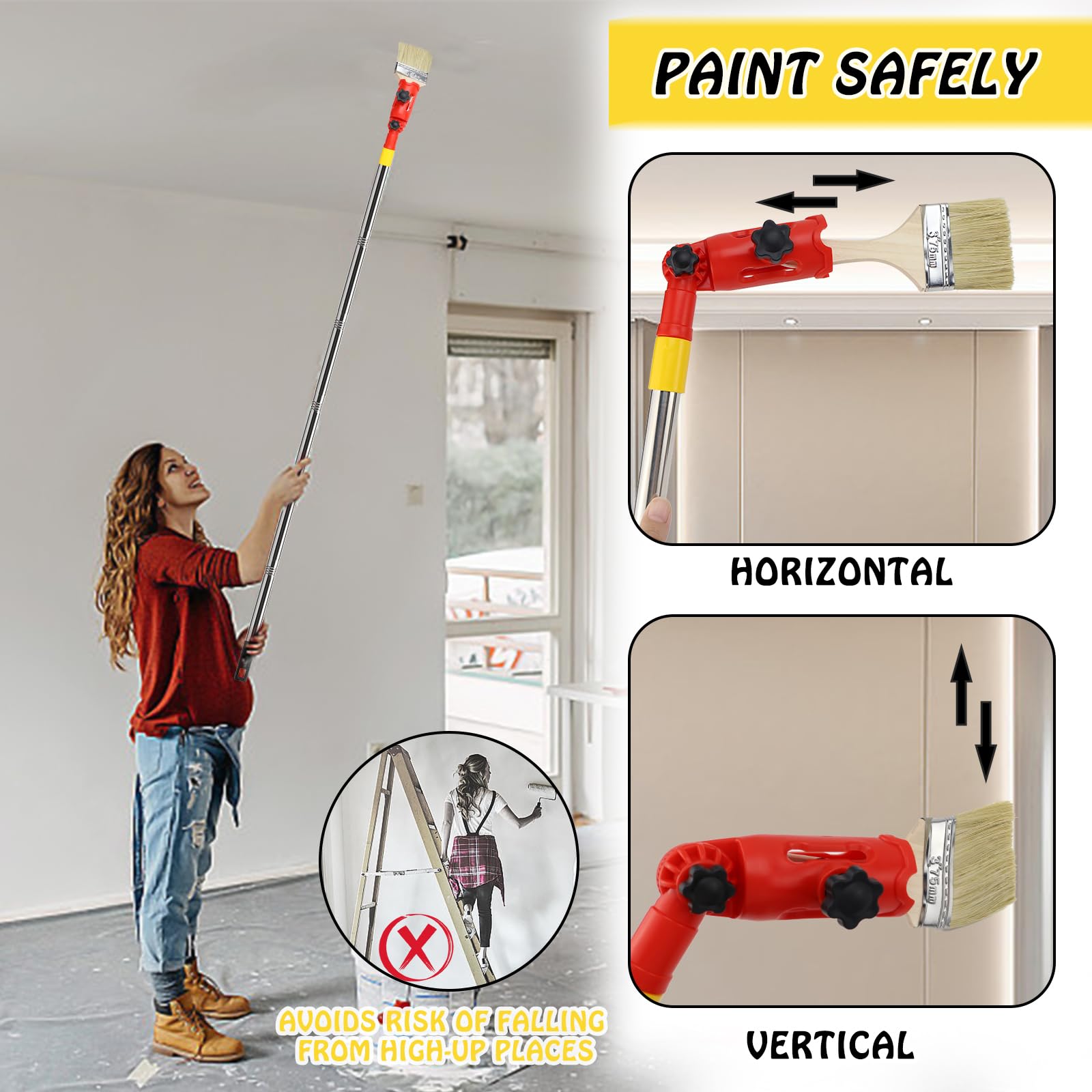 1,7 m Mehrwinkel-Pinselverlängerung, Farbroller Verlängerungsstange, Halterung für Hand-Malerwerkzeug-Verlängerung, Geeignet für Decken (1.7M Set)