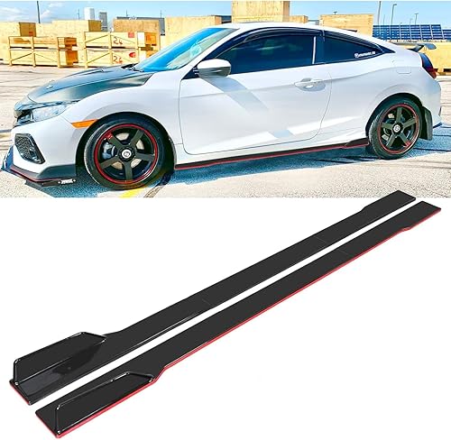 Kit de cuerpo universal de falda lateral inferior de extensión de panel basculante 2M78.7 pulgadas, negro (2.2M, negro y rojo)