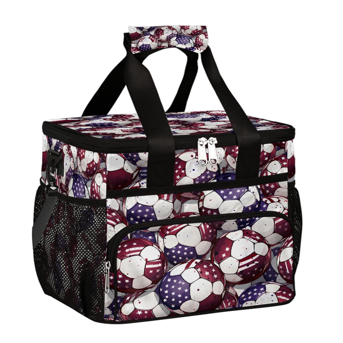 Mexpekil Borsa termica riutilizzabile a prova di perdite per il pranzo da picnic americana Soccer Lunch Box Sport Football Cooler Tote per donne uomini lavoro campeggio spiaggia ufficio 24 lattine 15L