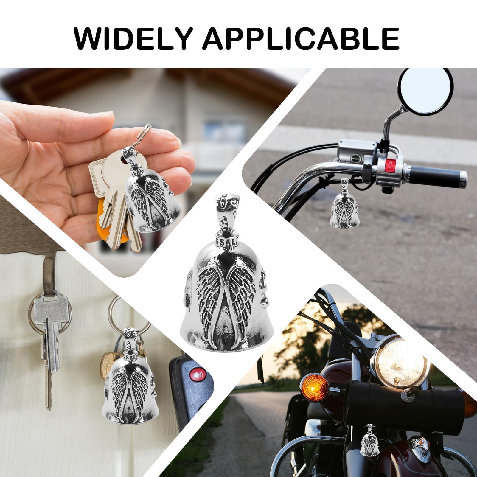 Hioip Llavero Moto Campana Guardiana Campana de Motocicleta de la Guarda de Acero inoxidable con Anillo Colgante Amuleto de Buena Suerte para Bicicletas Coches Vehículos Eléctricos - 5
