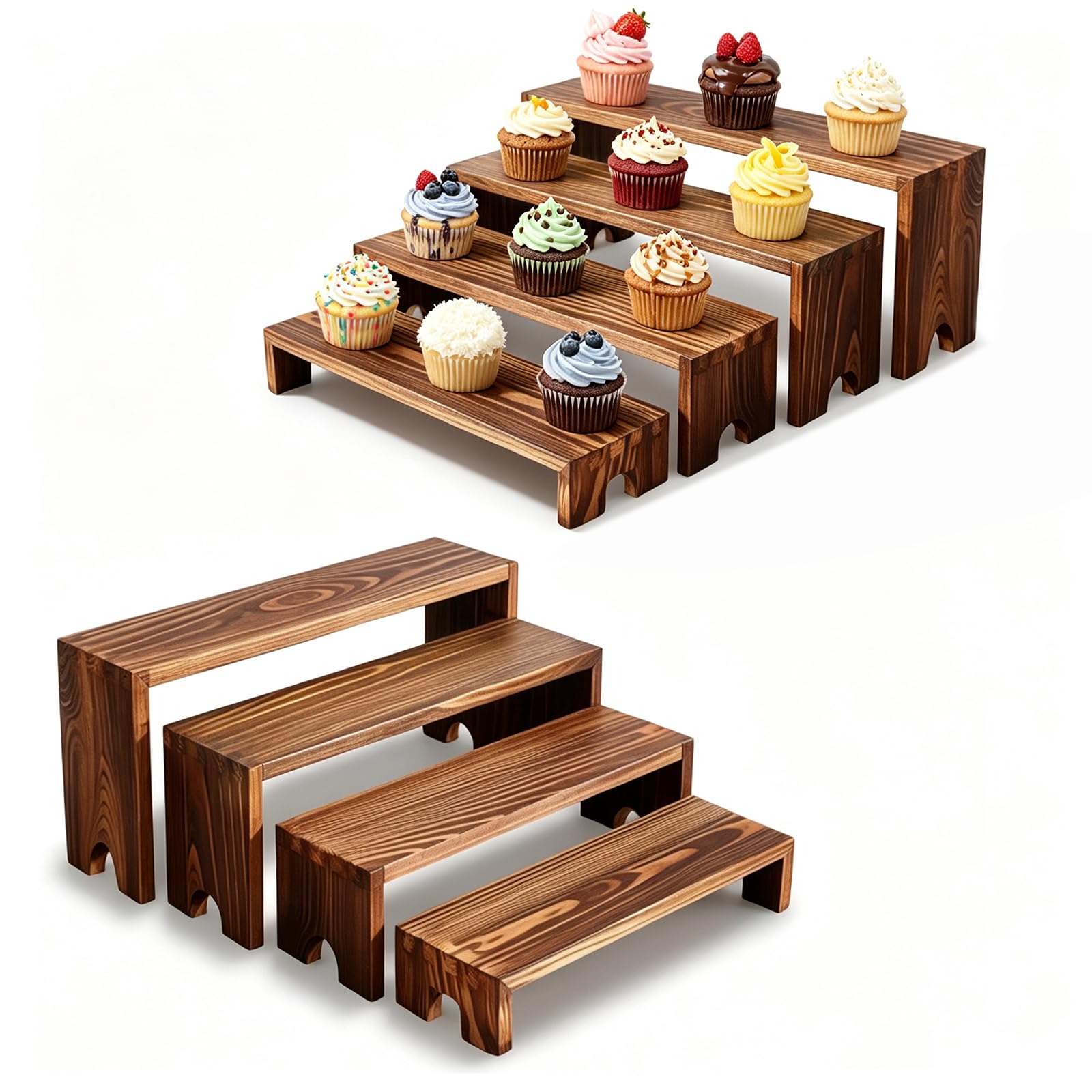 NONETO 8 Pcs Wooden Display Stand for Cupcake and Perfume Display