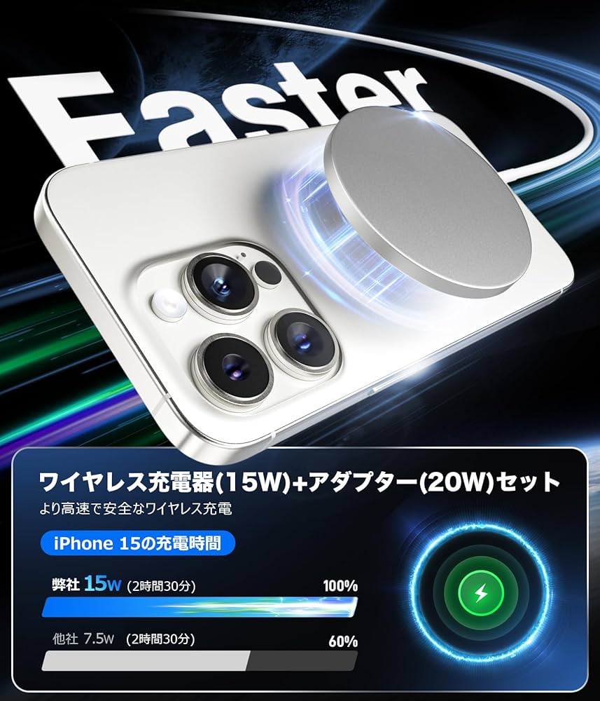 Amazon.co.jp: ワイヤレス充電器 magsafe充電に適合【20W出力の