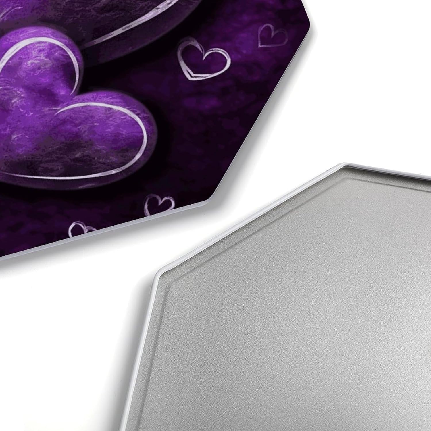 Ctagon Metal Sign for Home, Modern Display Plate for Kitchen, Purple Hearts Plates Accent Hanging Wall Decorations 3PCS for Living Room, Bedroom, Hallway, Hotel