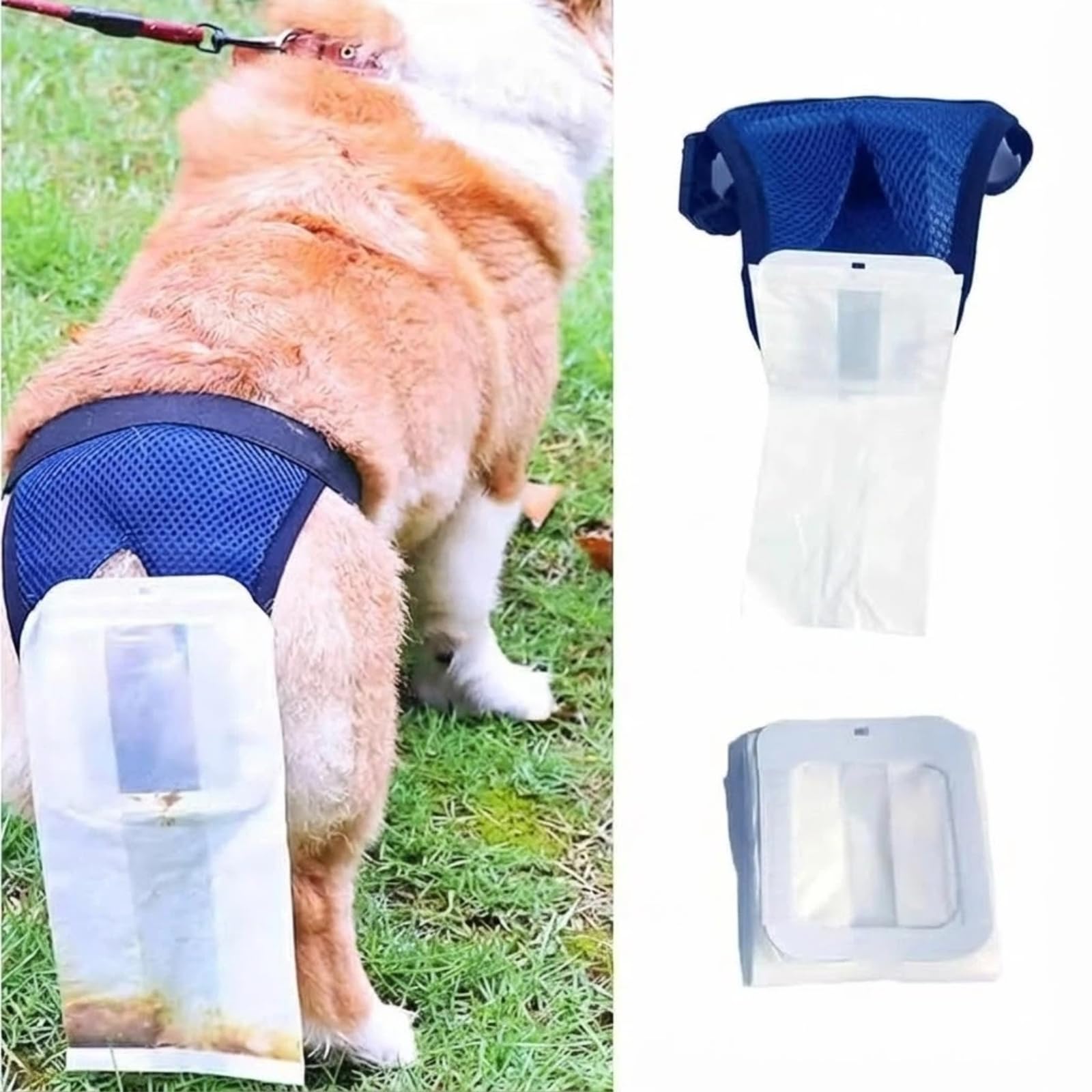 MANON ROSA Wearable Waste Collection Bag for Elderly Dogs - Convenient Dog Poop Scooper and Waste Collection Pants for Senior Pet (X-Large)