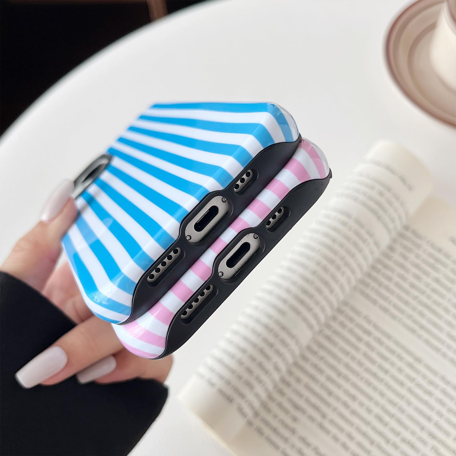 SmoBea For IPhone 15 Case Cute Striped Phone Case Soft TPU Slim Shockproof Phone Cover For Women Girls Beautiful And Stylish, Pink - View #10