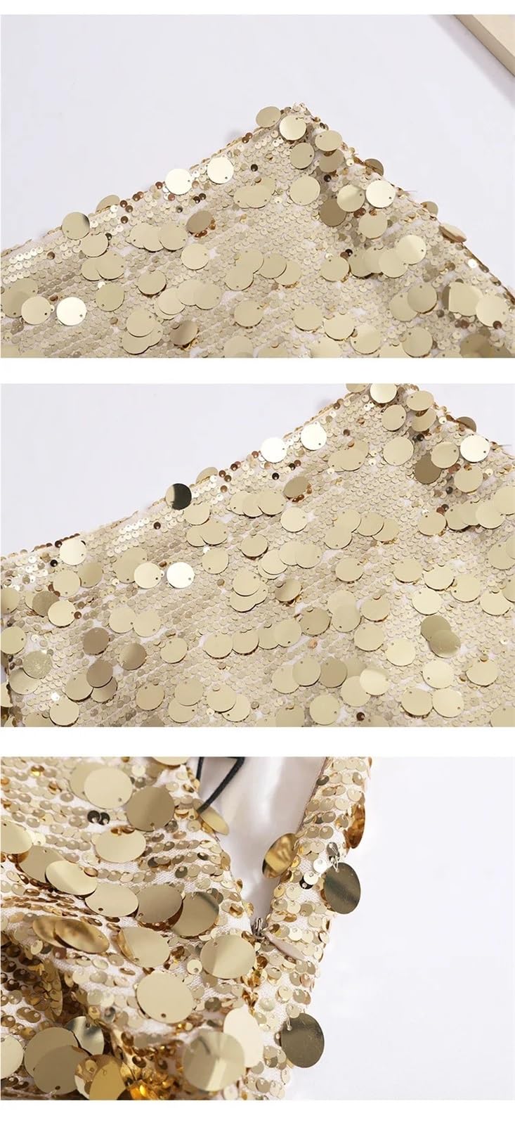 Gonna Corta con Paillettes Luminose Gonne estive a Trapezio da Donna Lucide
