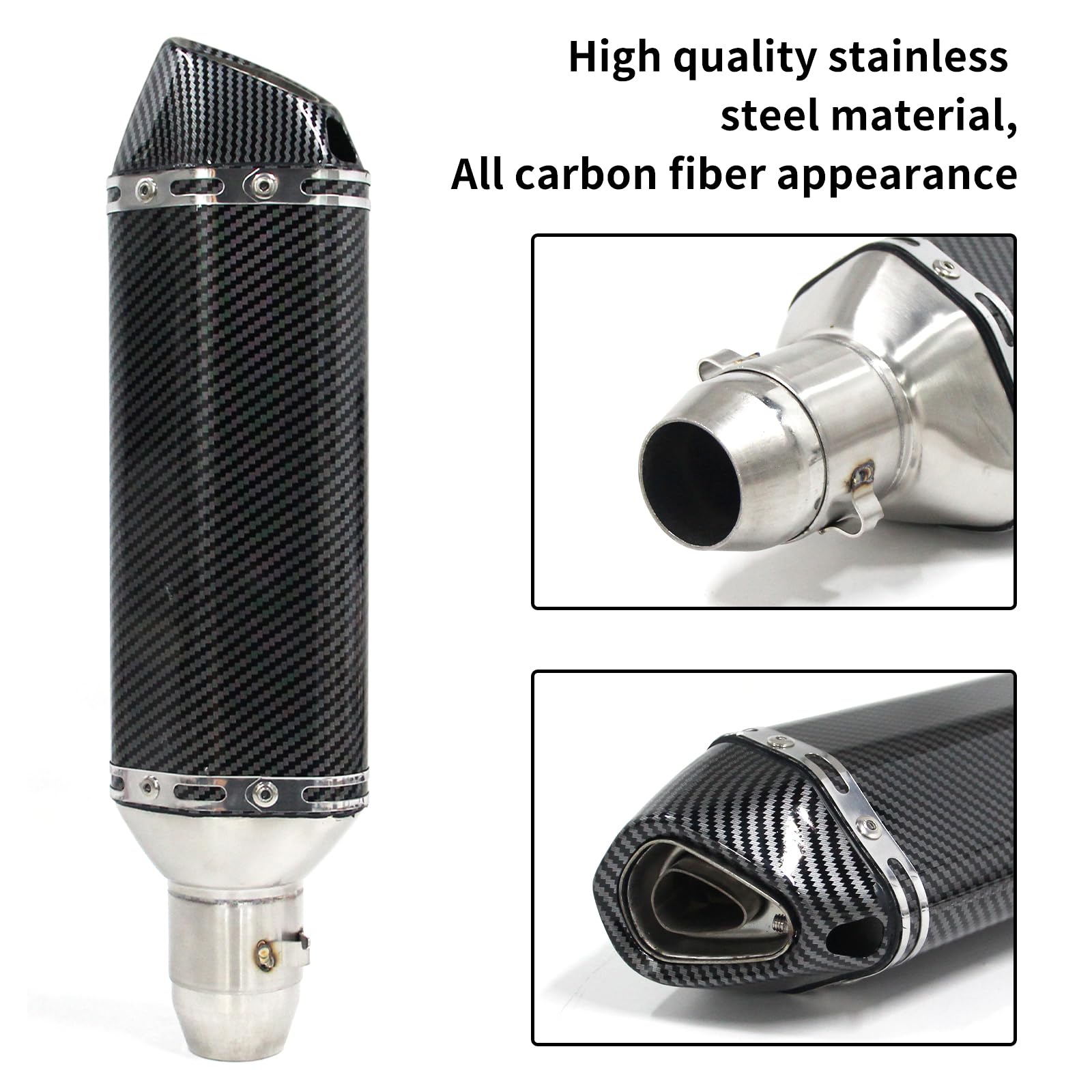 38 51mm Universale Moto Silenziatore di Scarico Slip-On In Acciaio Inox Marmitta Colorato Piccolo Esagonale Coda Diagonale Marmitta Di Scarico Adatto Per Moto Atv (A)