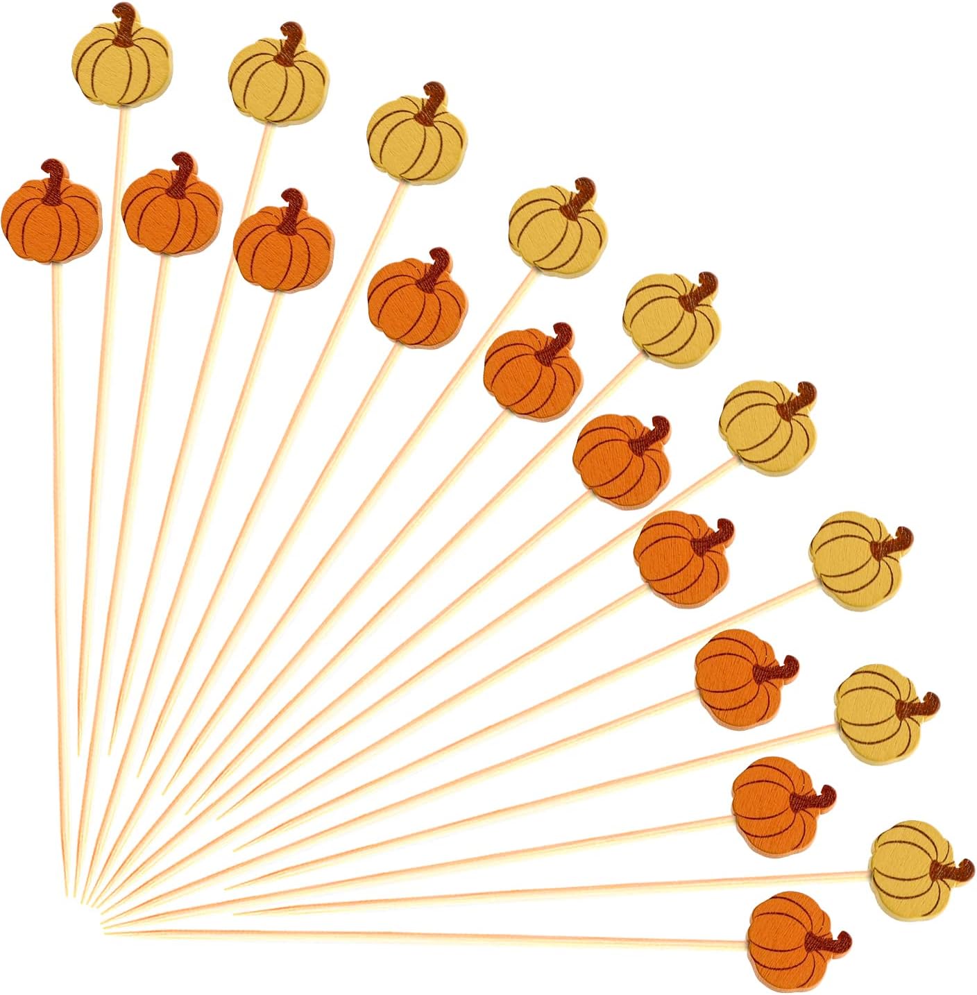 Fall Pumpkin Cocktail Picks Pumpkins Autumn Theme Toothpicks Fruit Drinks Dessert Sticks Food Sandwich Appetizer Charcuterie Skewers, for Thanksgiving Day Decorations Fall Themed Party Supplies