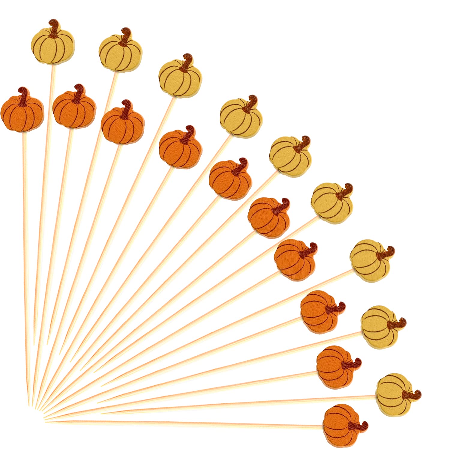 Fall Pumpkin Cocktail Picks Pumpkins Autumn Theme Toothpicks Fruit Drinks Dessert Sticks Food Sandwich Appetizer Charcuterie Skewers, for Thanksgiving Day Decorations Fall Themed Party Supplies