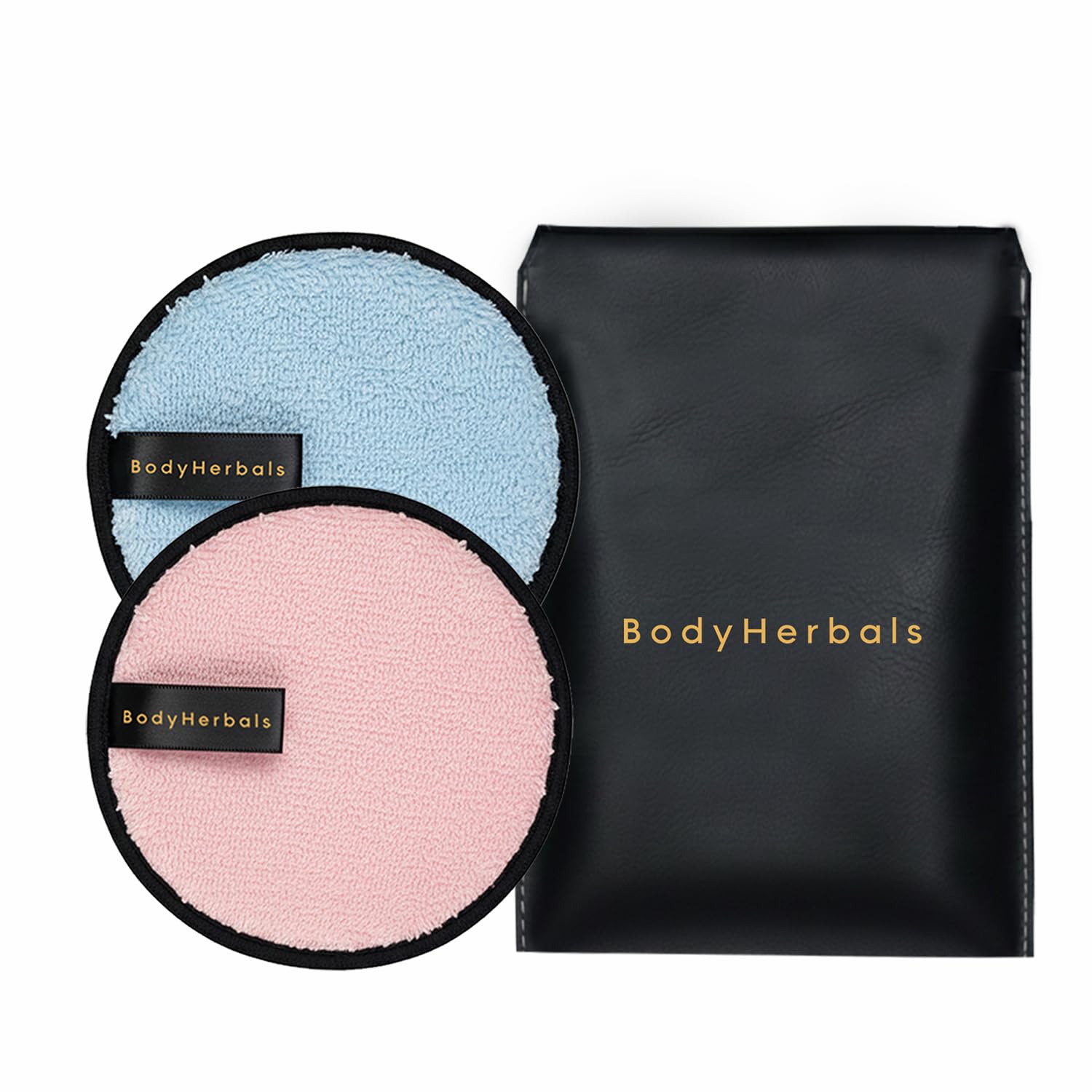 BodyHerbals 2 pcs Reusable Makeup Remover Pads Microfiber Sponge Deep Cleansing Facial Pads Dual Sided Cotton Rounds for Makeup Remover Eco Friendly. Free Leatherite Pouch for Hygiene & Travel (Blue, Pink).-picture-45