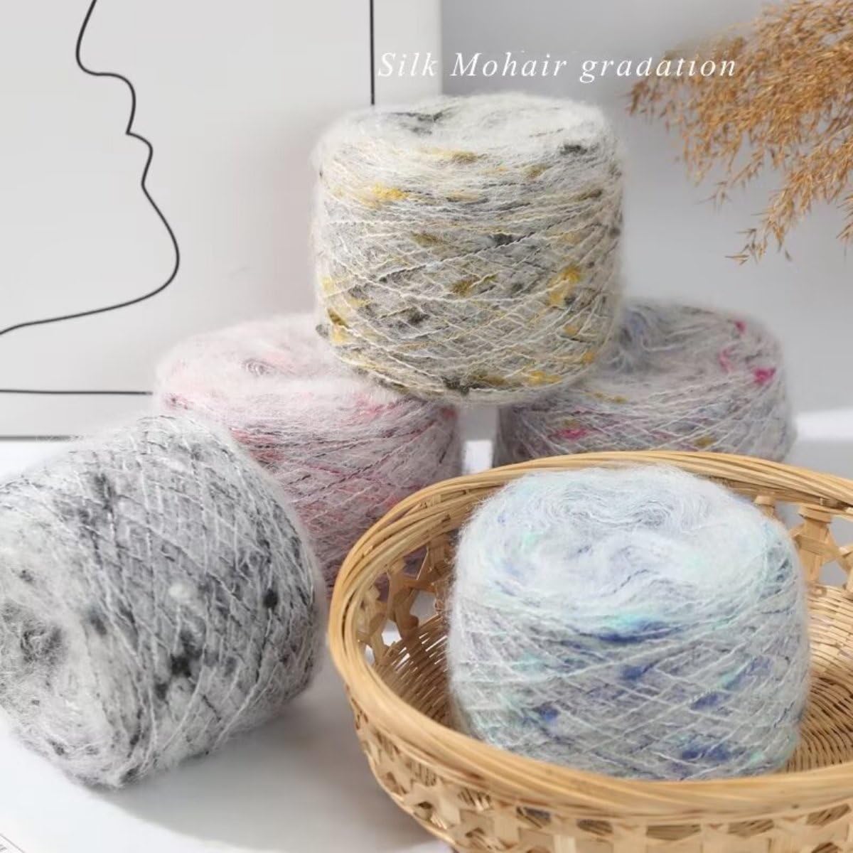 Paquete de 4/8 ovillos de lana Mohair de seda multicolor, para ganchillo y tejer suéteres acogedores, manualidades, proyectos de punto, suave, calidad prémium (100 g)