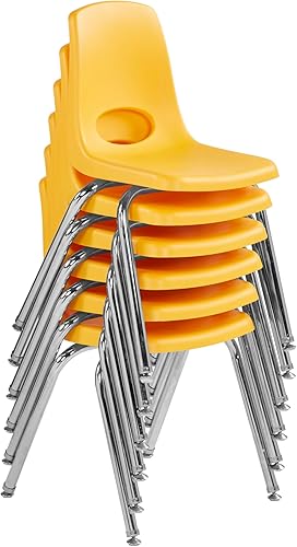 Miniatura 419 de Factory Direct Partners 10355-BL Silla escolar apilable de 10 pulgadas, asiento apilable para estudiantes con patas de acero cromado y rodamientos