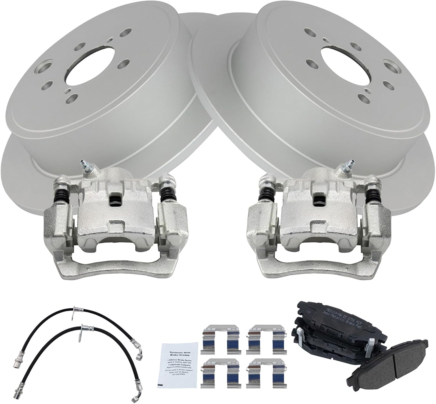 TRQ Rear Brake Pad & Rotor Kit Semi-Metallic Premium G-Coated Compatible with 2009-2013 Subaru Forester
