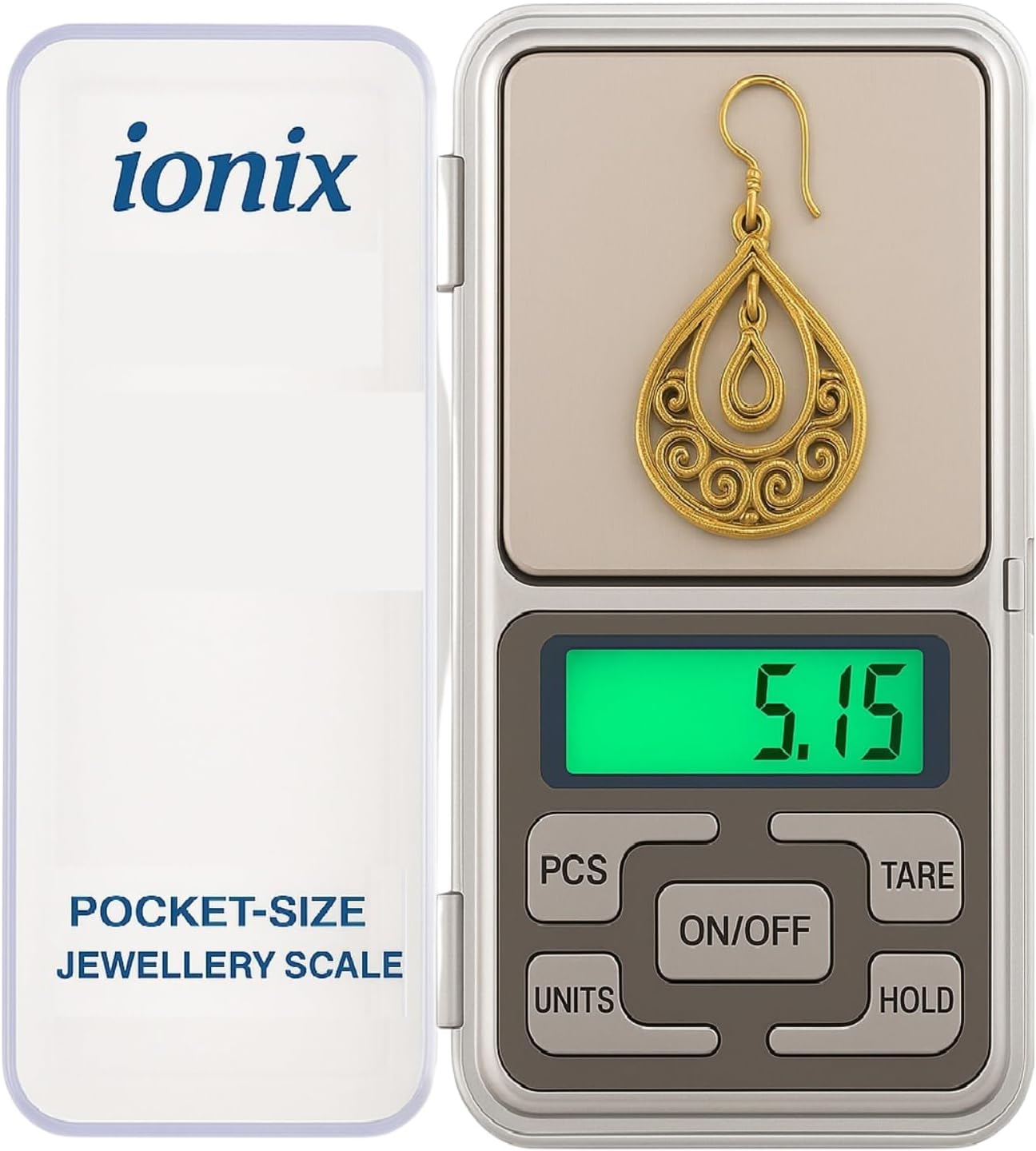 IONIX Jewellery Scale | Weight Scale | Digital Weight Machine | weight machine for gold | Electronic weighing machines for Jewellery 0.01G to 200G Small Weight Machine for Shop - Silver