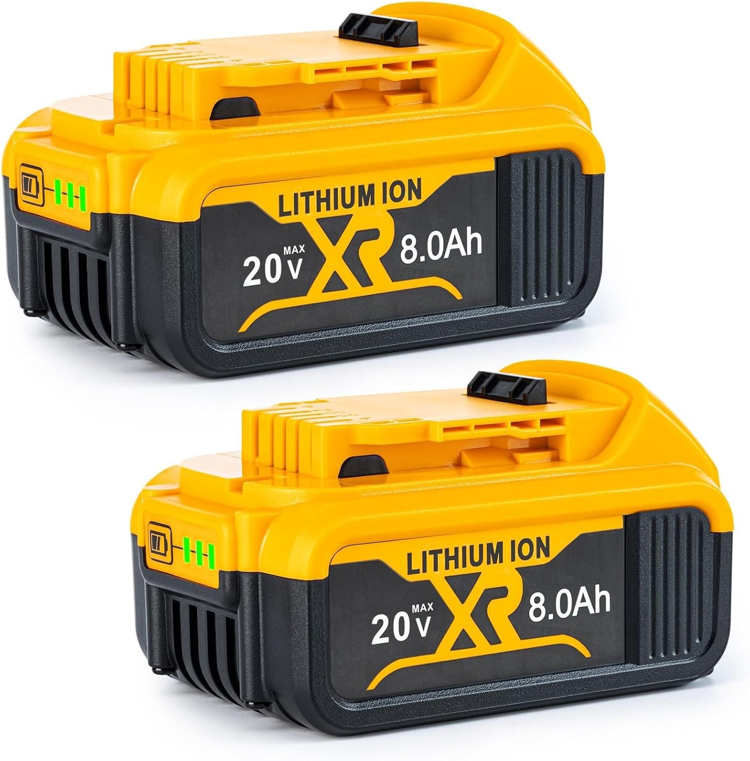 2Pack 8.0Ah Battery Replacement for Dewalt 20V Max Battery Compatible with Dewalt 20V DCB208 DCB200 DCB206 DCB205 DCB204 DCB203 DCB180 Cordless Power Tools LED Indicator