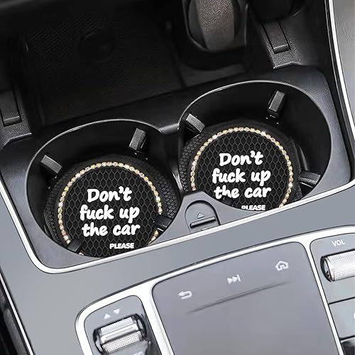 Miniatura 6 de Paquete de 2 posavasos brillantes para portavasos de automóvil con diamantes de imitación de cristal de 2.75 pulgadas, portavasos de silicona