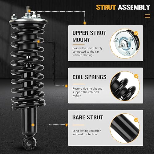 Miniatura 3 de Amortiguador delantero completo para Nissan Frontier 2005-2019, Suzuki Equator 2009-2012, puntales con resorte helicoidal 171102 (juego de 2)