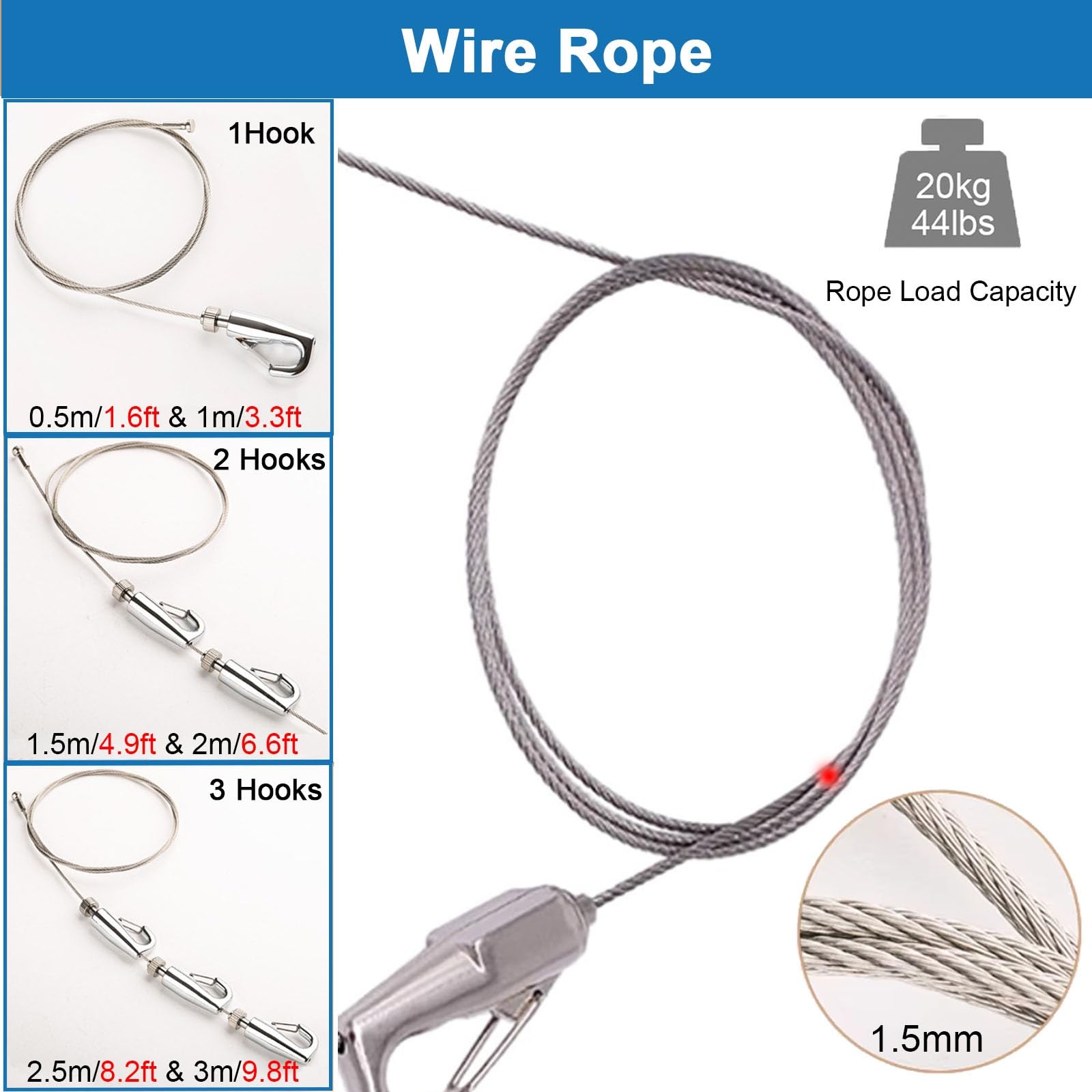 Binari da Galleria per Quadri Kit per Appendere Quadri Resistente, Espositore per Foto Binario a Parete con Cavo e Ganci Regolabili per Specchi Galleria(2m/6.6' Cable,160cm/63" Track)