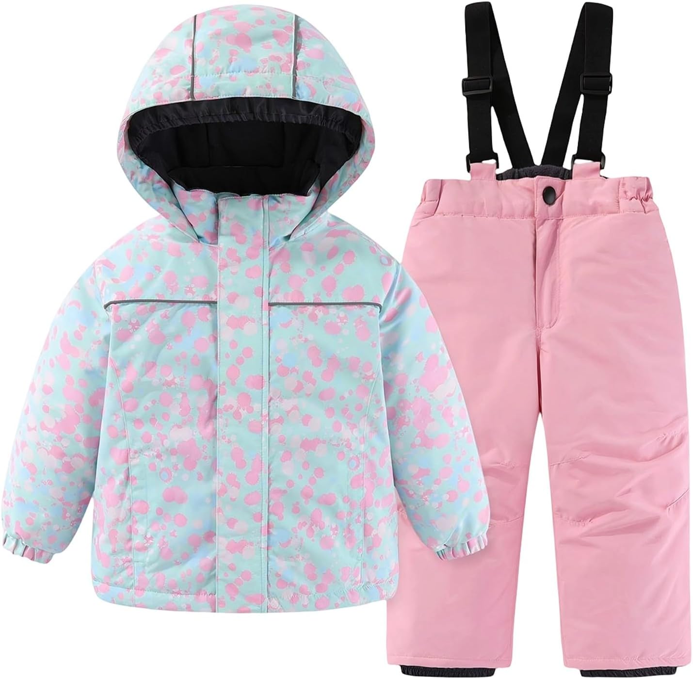 Cute Graphic Kids Snow Suit Boys Girls Colorful Ski Suit Two Piece Set Thickened Warm Winter Insulated Skiing Clothes