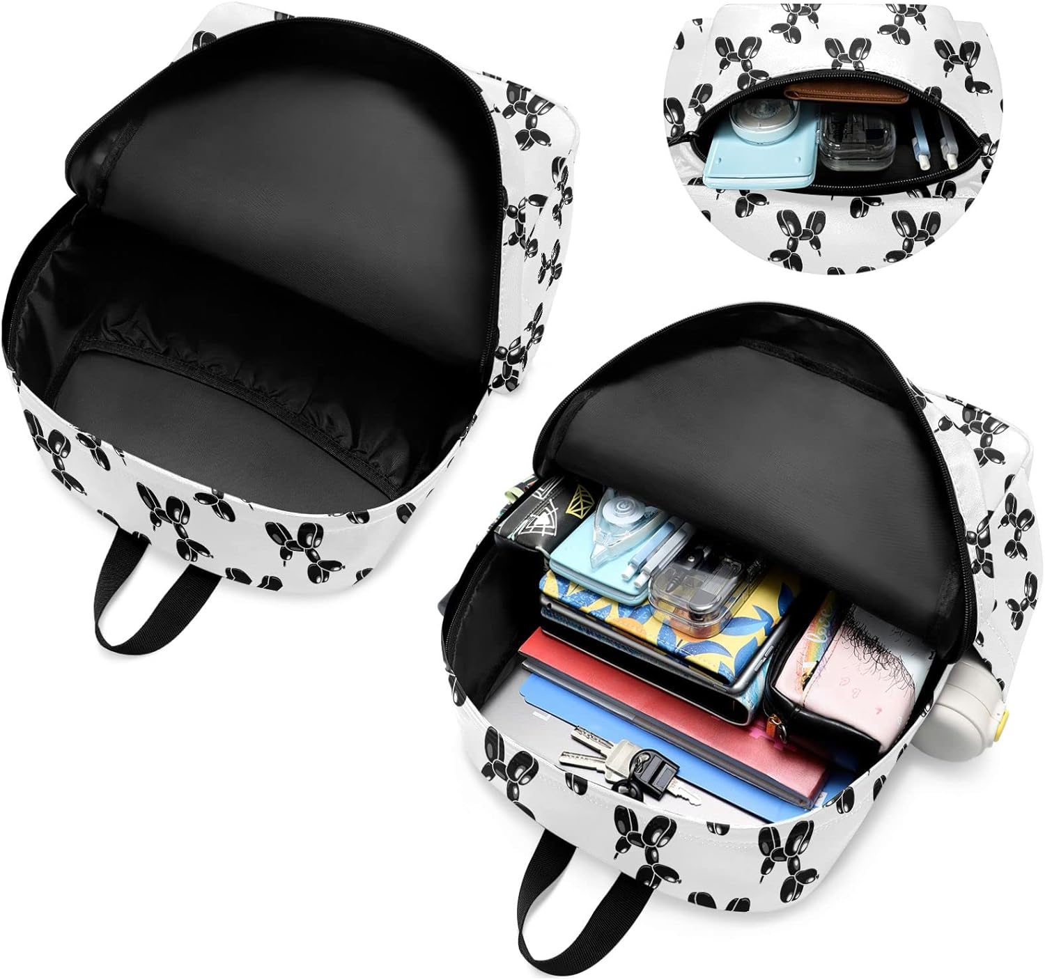 Fustylead Lightweight Backpack for School, Classic Basic Casual Daypack for Travel with Bottle Side Pockets(Classic Balloon Dog)