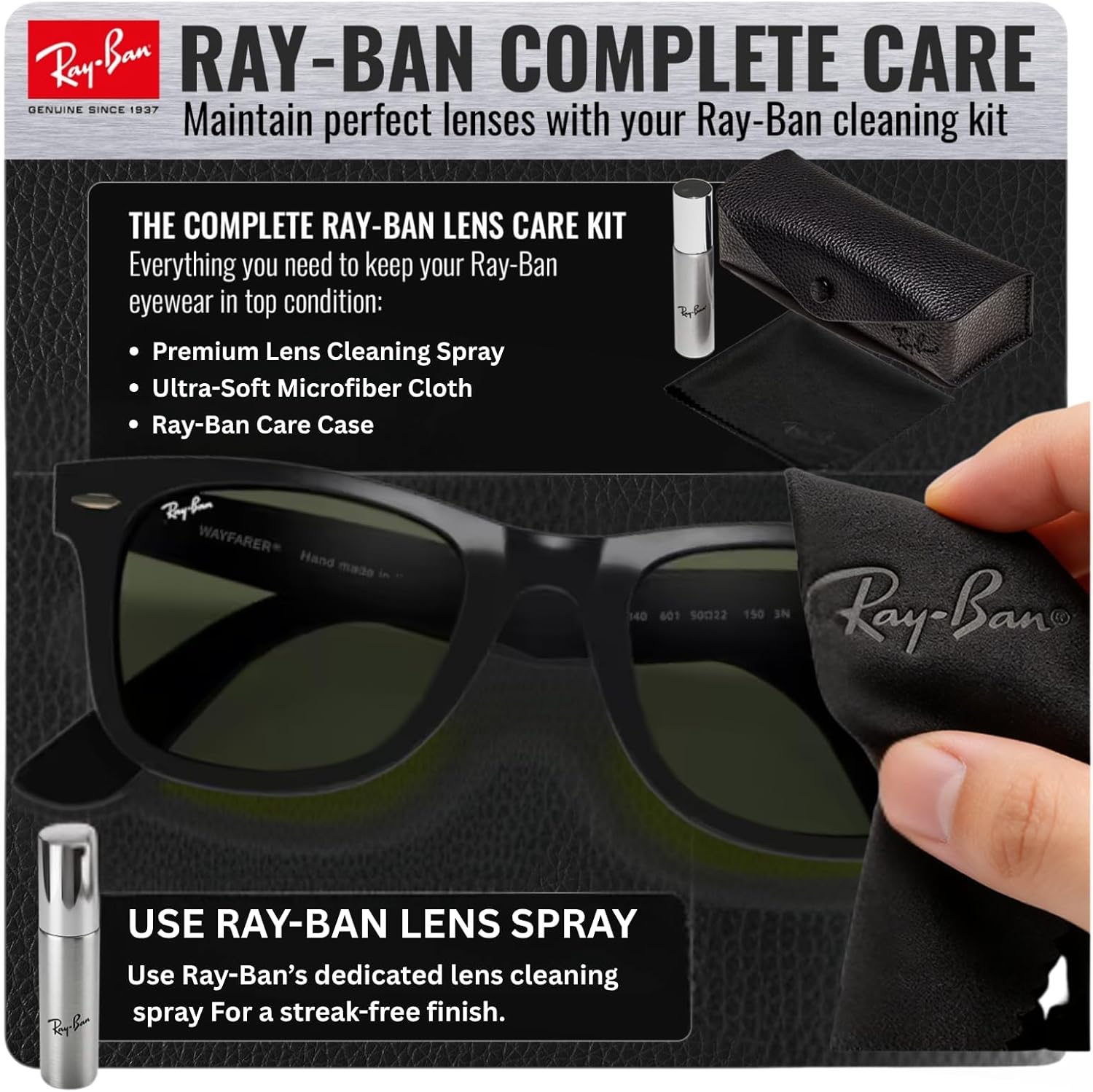 Ray-Ban RB4340 WAYFARER EASE Square Shaped Sunglasses for Men & Women with Official RAYBAN Eyewear Kit