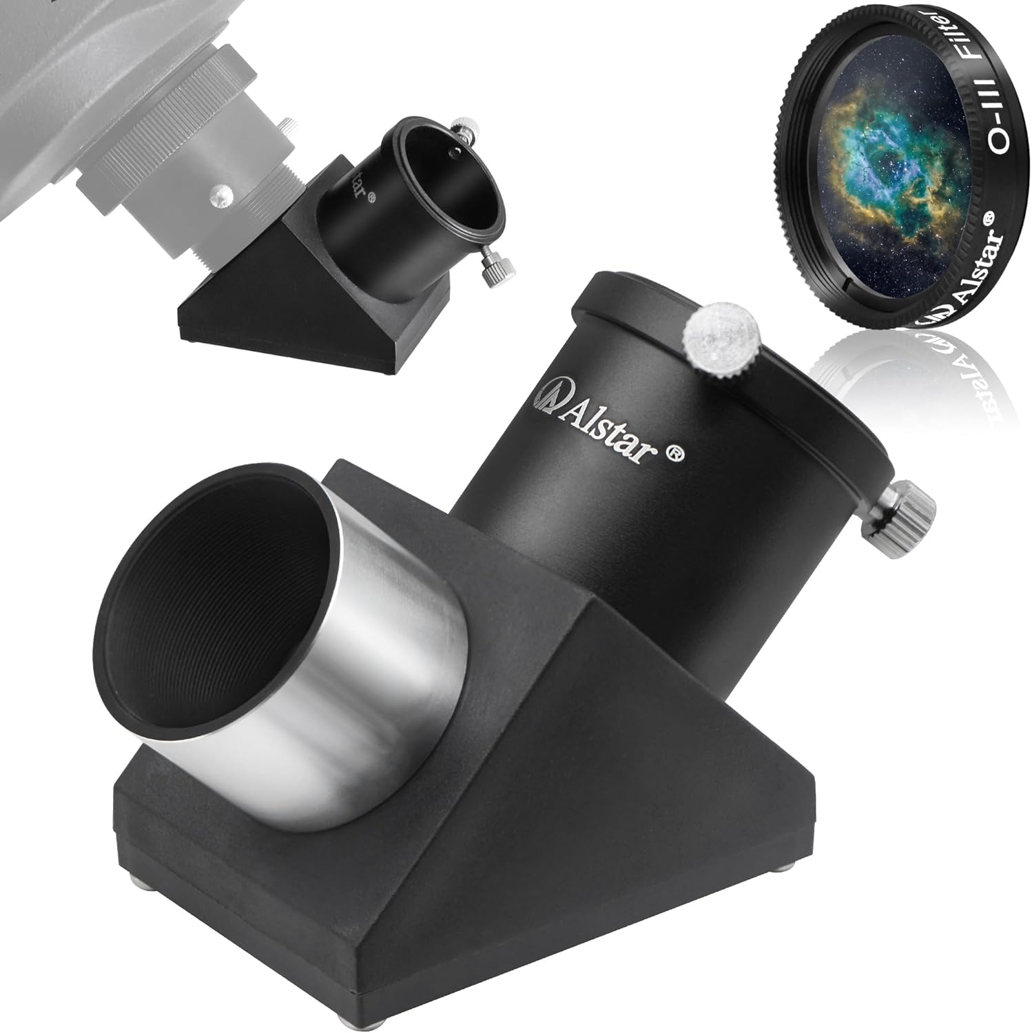 Alstar 1.25" 90-Degree Diagonal Mirror - Bundle with - 1.25" O-III Filter