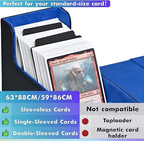 Miniatura 5 de Caja de almacenamiento de tarjetas para tarjetas intercambiables, más de 600 fundas de piel sintética para cartas de comandante, soporte magnético