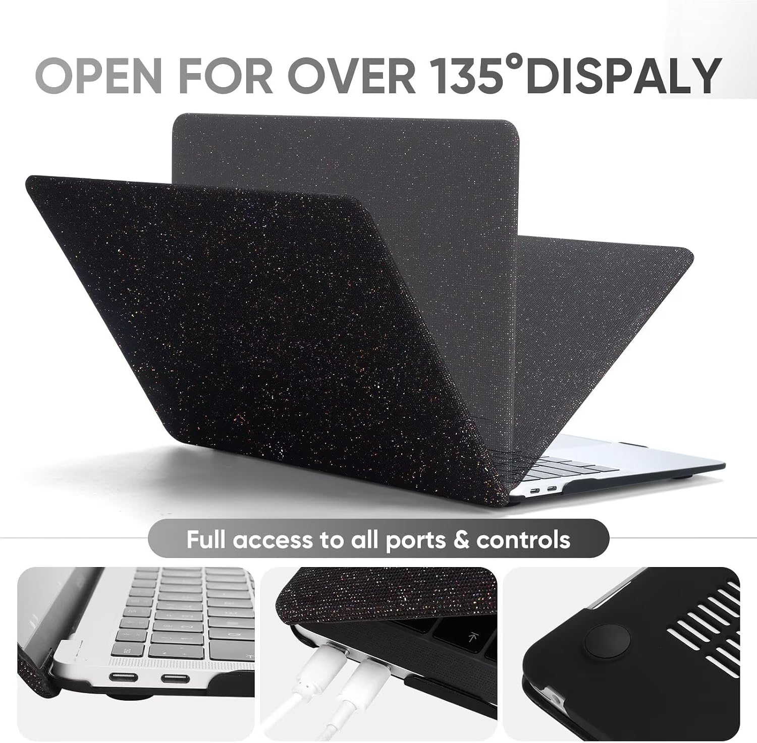 Compatible with MacBook Air 13 Inch Case with Touch ID 2021 2020 2019 2018, Model A2337 M1 A2179 A1932, Classic PU Leather Hard Plastic Case with Keyboard Cover for Air 13.3 Inch, Black image 5