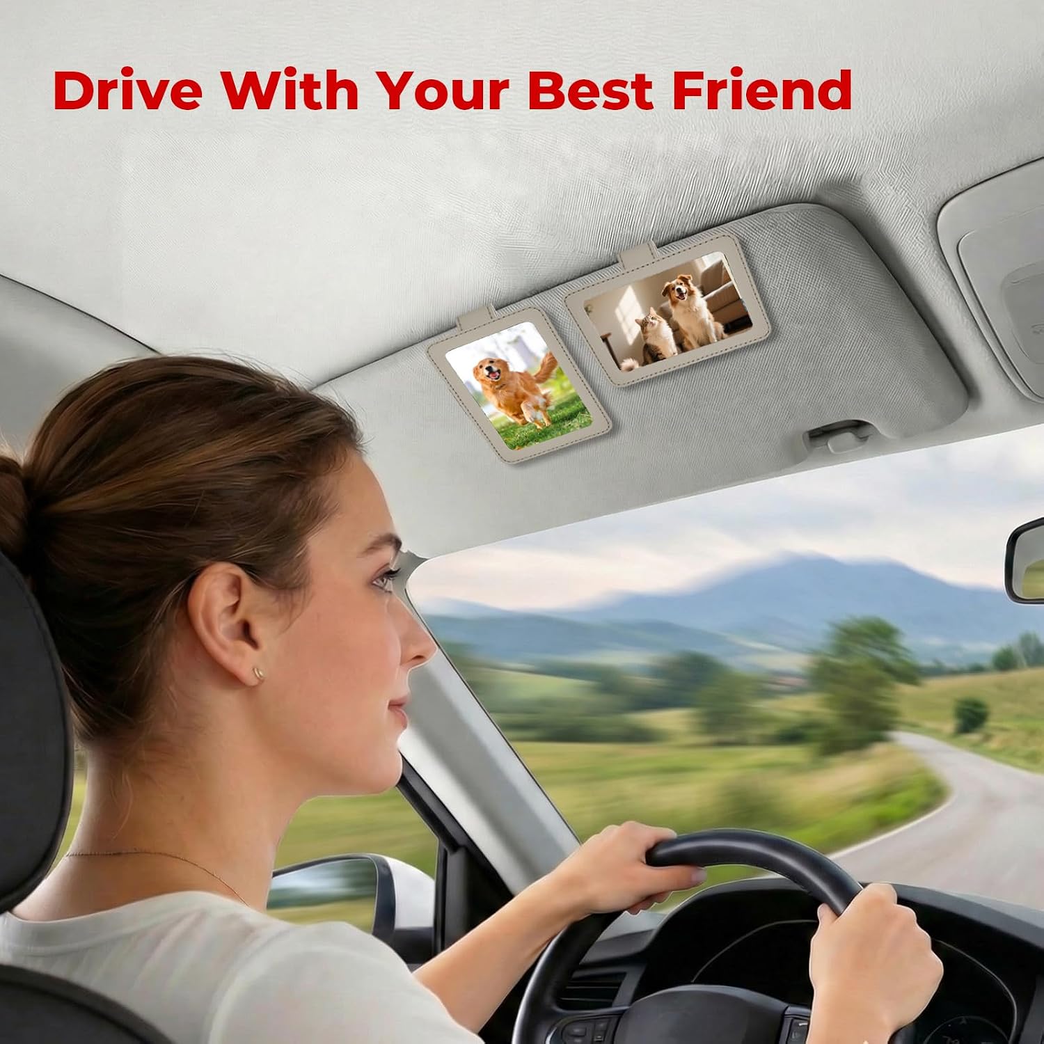 Car Sun Visor Photo Holder 2 Pack, Magnetic Picture Frame for 3 Inch Photos, Detachable Car Picture Holder with Metal Clip, Removable Photo Clip for Family Pet Pictures (Gray) image 3
