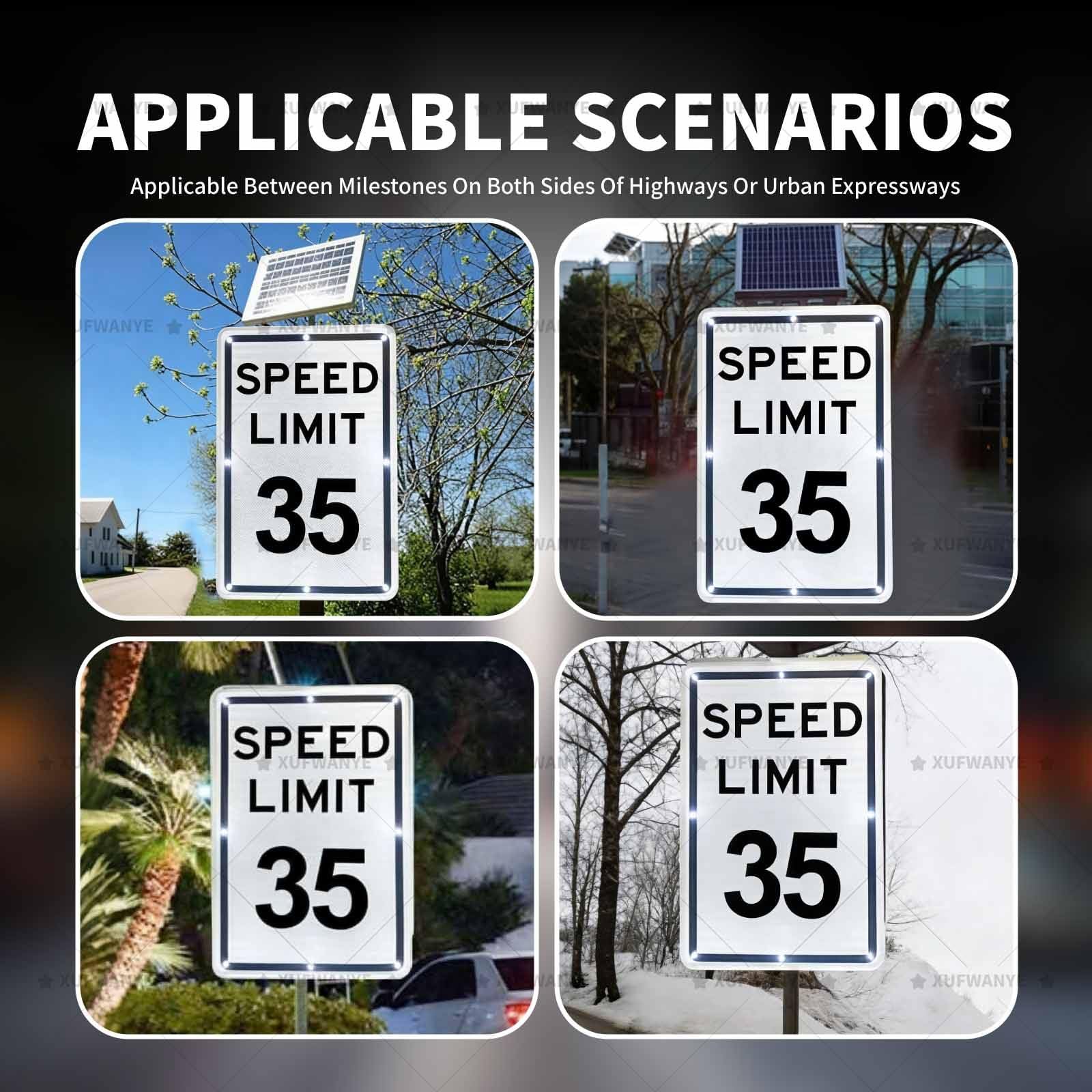 Carteles Solares de Velocidad 5-95 mph, Cartel Exterior, Números Personalizables, Alta Visibilidad Día/Noche, 45x60 cm, Fácil Montaje, para Carreteras, Escuelas, Estacionamientos 85