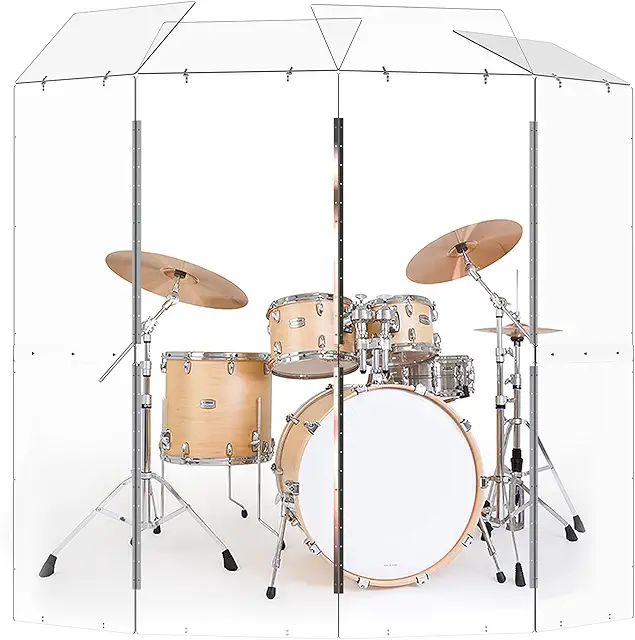 Christian Church Drum Cage - 4-Panel Portable Shield with Deflectors for Home & Performances