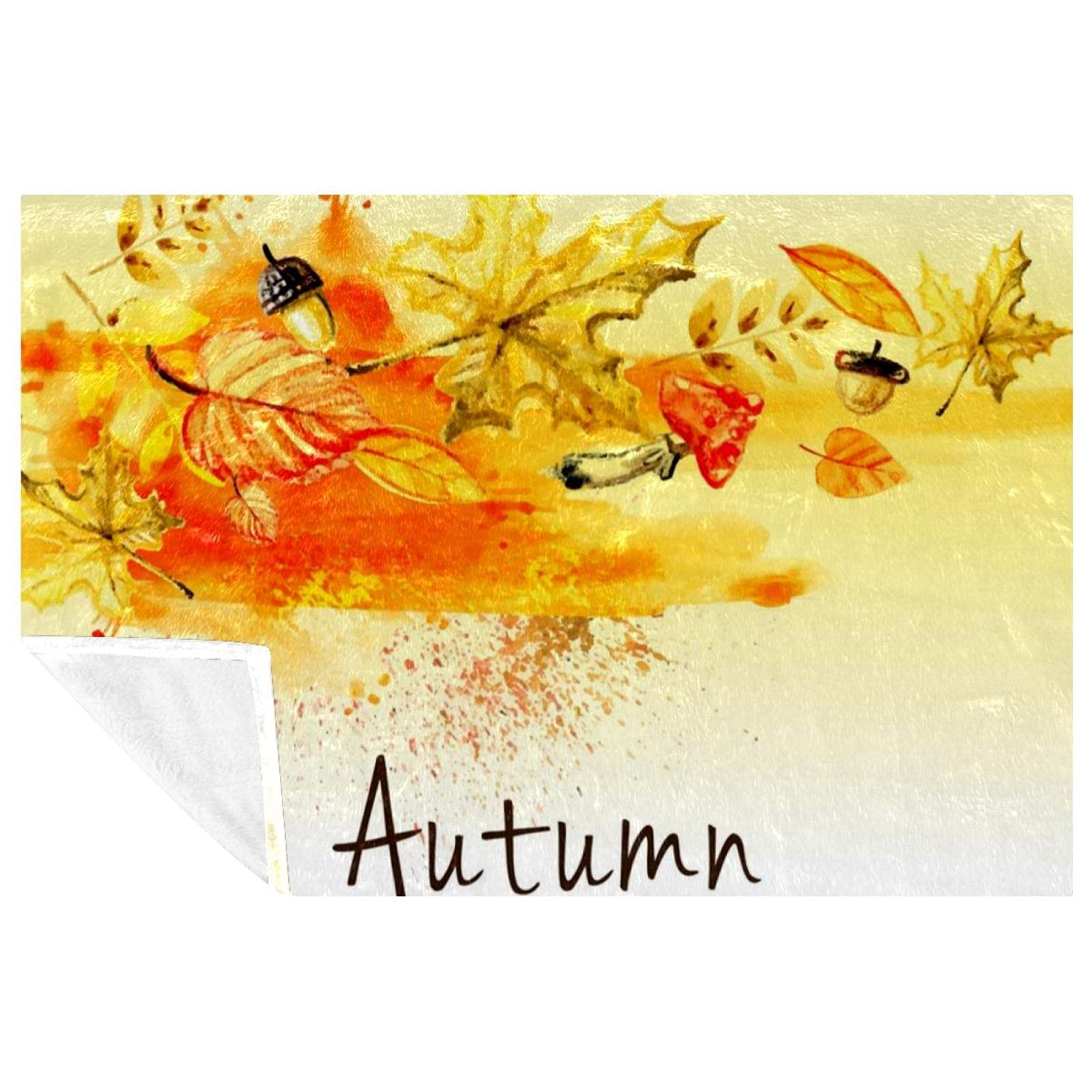 Couverture douce automne 150x100 cm en flanelle imprimée feuilles d'érable pour lit et canapé