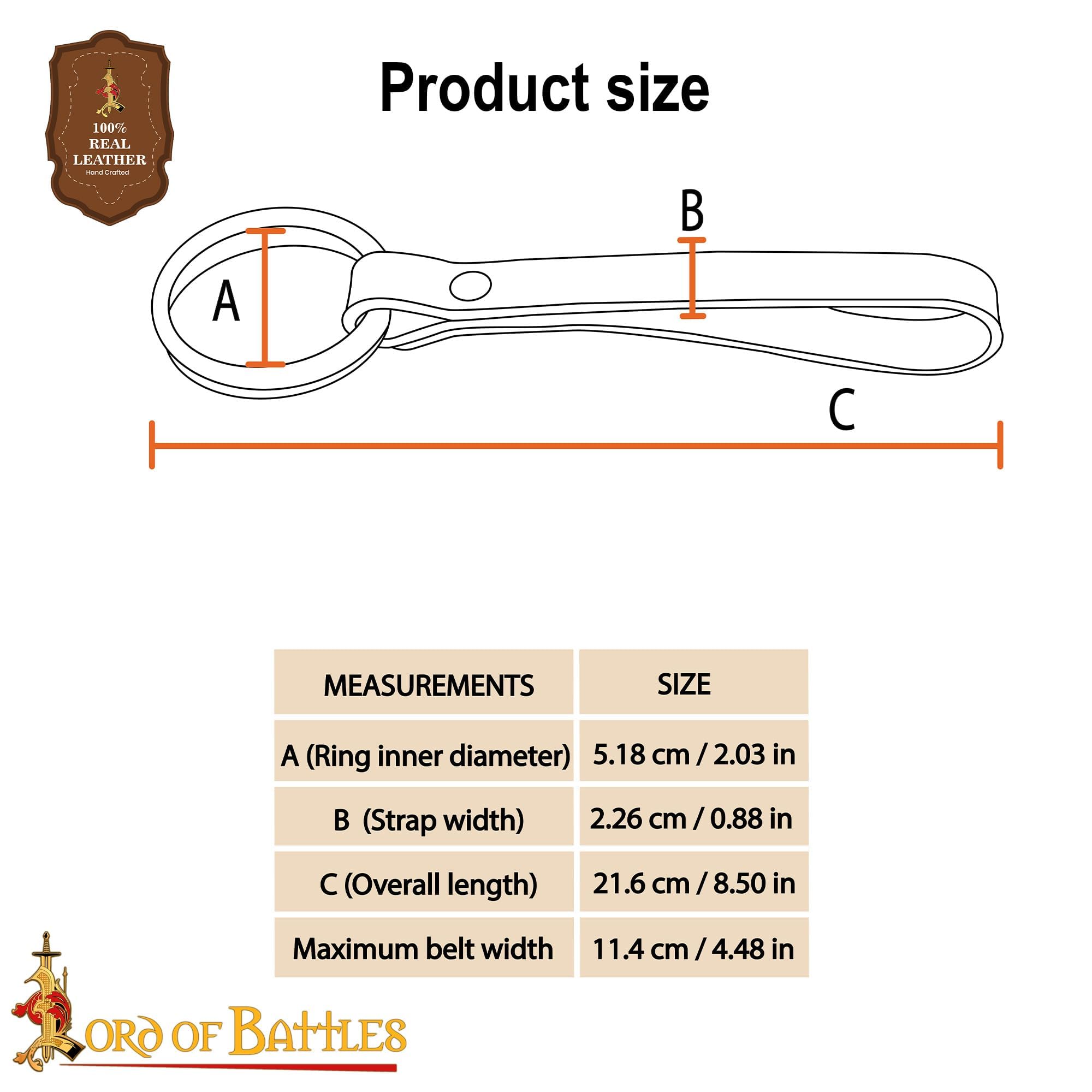 Lord of Battles 2pcs Skirt Hikes - Handmade 100% Full Grain Leather Waist Skirt Hoops Accessory for Renaissance Cosplay (Maroon) - Image 4