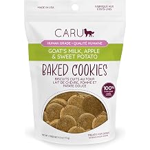 Caru Baked Cookie Treats for Dogs, Goats Milk, Apple & Sweet Potato, 4 oz | For Dogs - Crunchy Treats - Human Grade Ingredients - Flavorful - Wheat, Corn, Soy & Legume Free - Non-GMO - Made in USA