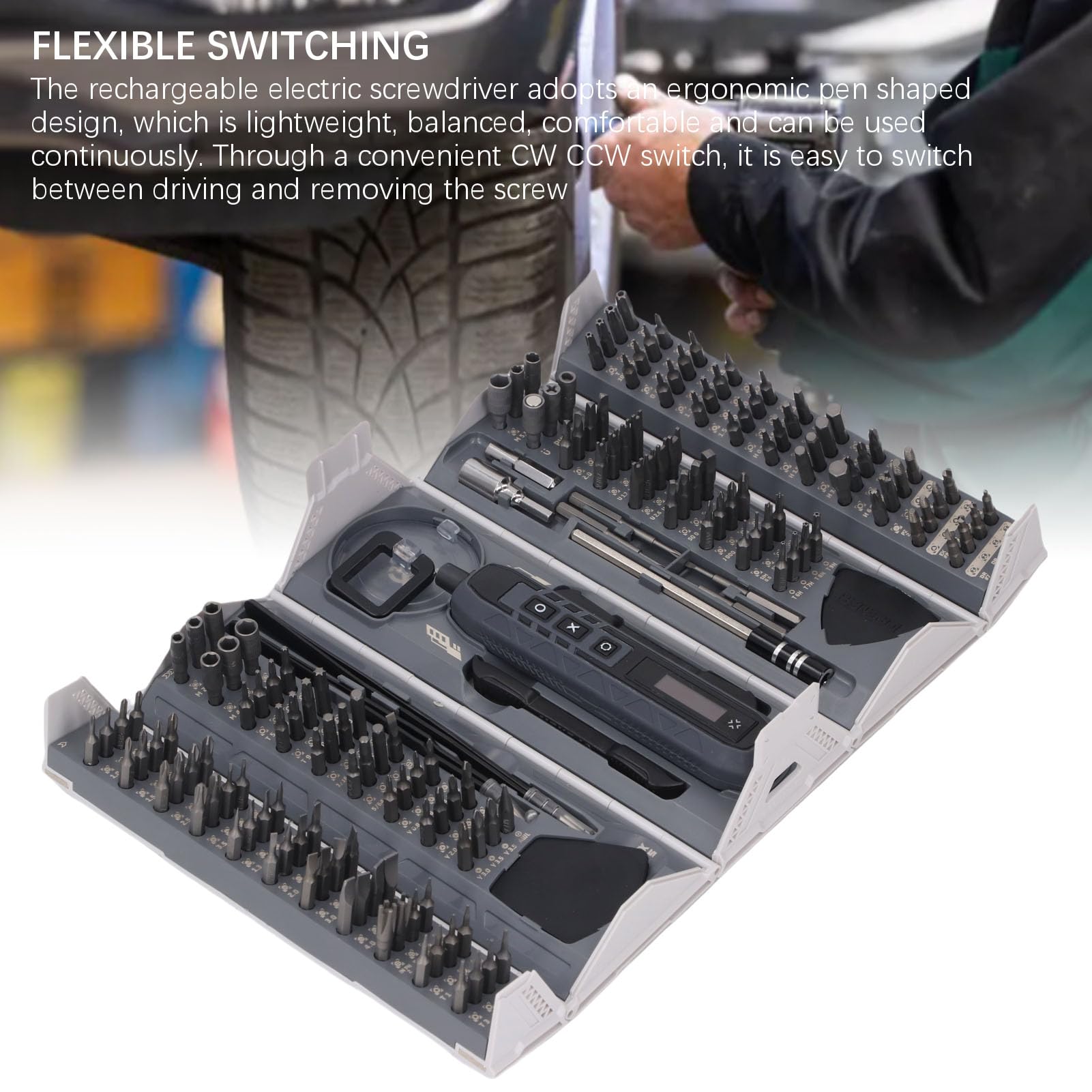 Zestaw Wkrętaków Elektrycznych 180 w 1, Mocny, Precyzyjny Zestaw Narzędzi do Naprawy Wkrętaków z grzechotką 180 w 1 z Pudełkiem i Ergonomicznym Uchwytem do Telefonu, Laptopa