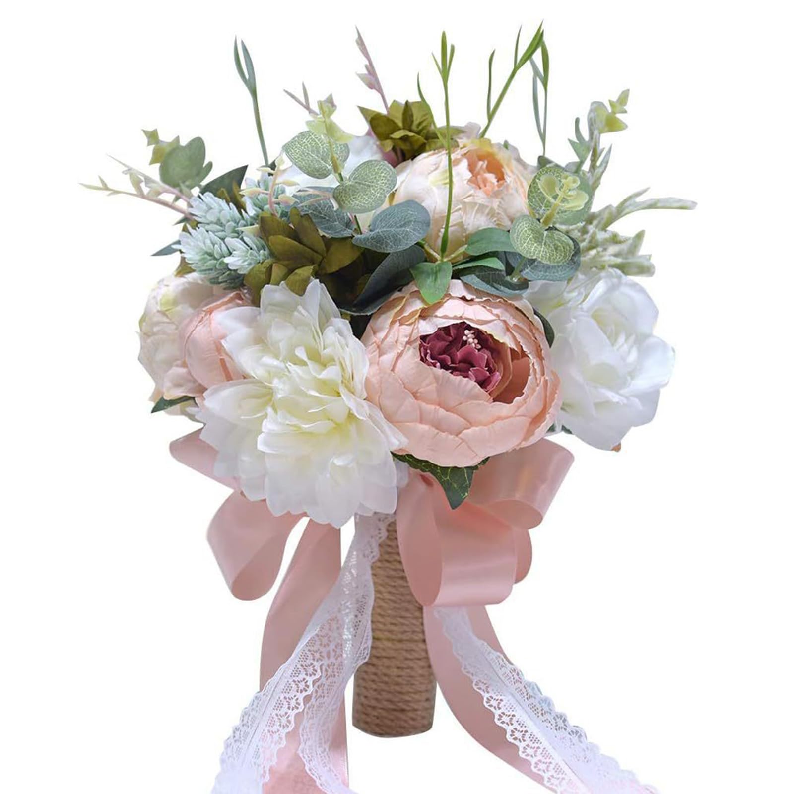 Kaeltsyn Rose Bouquet Artificial White Champagne Roses for Ceremony Rehearsal Reception Enduring Keepsakes Bridal Handheld Rose Bouquet