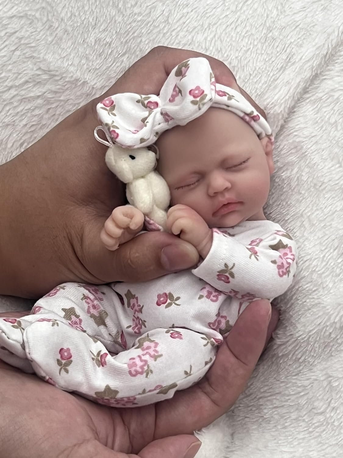 MYREBABY Bambola realistica in miniatura in silicone per tutto il corpo, 17,8 cm, sembra una vera mini palma appena nata, realistica, con vestiti e accessori per l'alimentazione