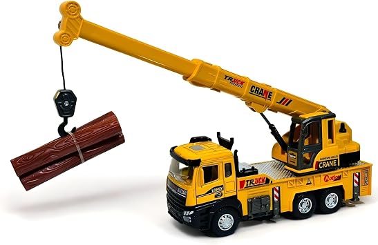 Metal with Toy Sound and Light 1:28 Scale Check Drop Construction Vehicles Die Cast Model Construction Machinery with Openable Doors (Crane-1)