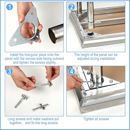 Miniatura 4 de Mesa de preparación de acero inoxidable de 48 x 24 pulgadas, mesa de trabajo comercial de acero inoxidable con estante inferior ajustable, doble