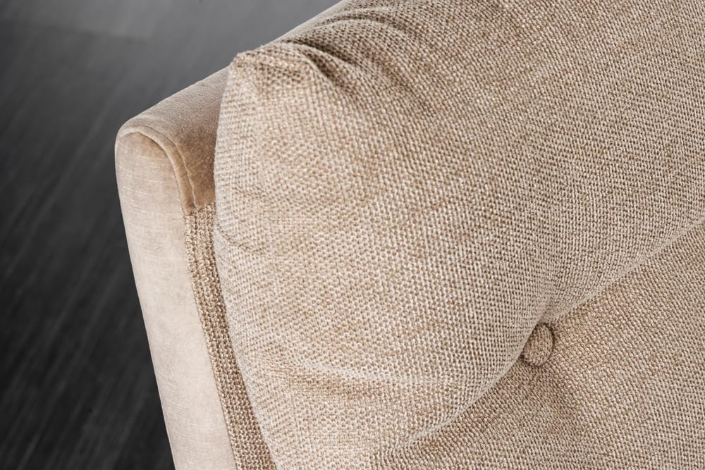 Riess Ambiente Moderne Sitzbank Big George 160cm Champagner beige Samt Strukturstoff mit Lehne, gepolsterte Bank für Dein Esszimmer